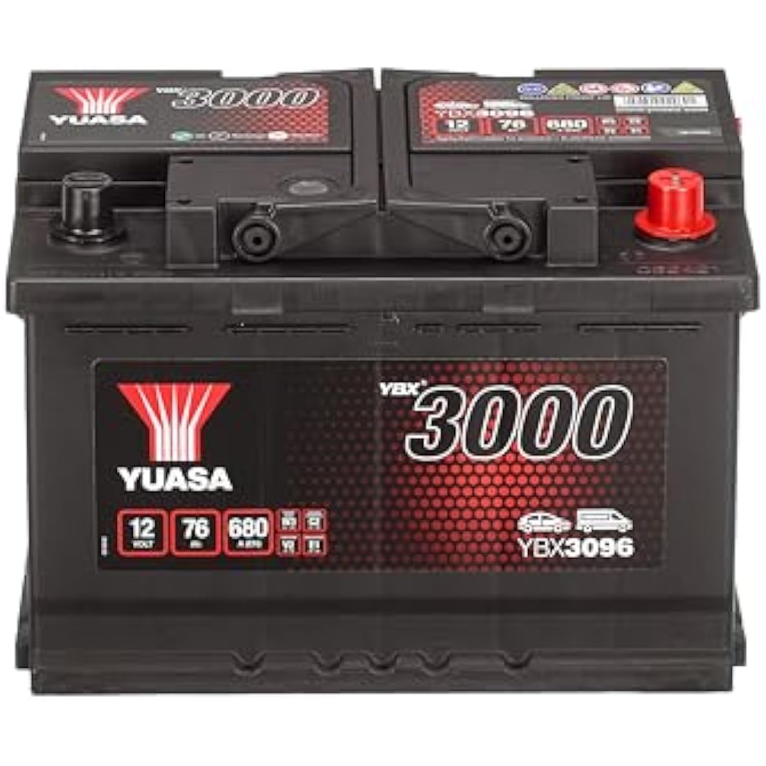 Yuasa YBX3096 Car Battery - 12V 76Ah 680CCA Sealed Maintenance Free