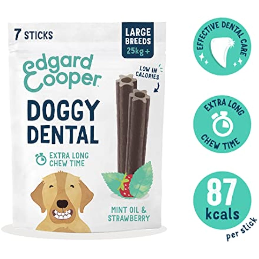 Edgard & Cooper Dental Sticks - Strawberry & Mint Dog Chews (56 Pack)