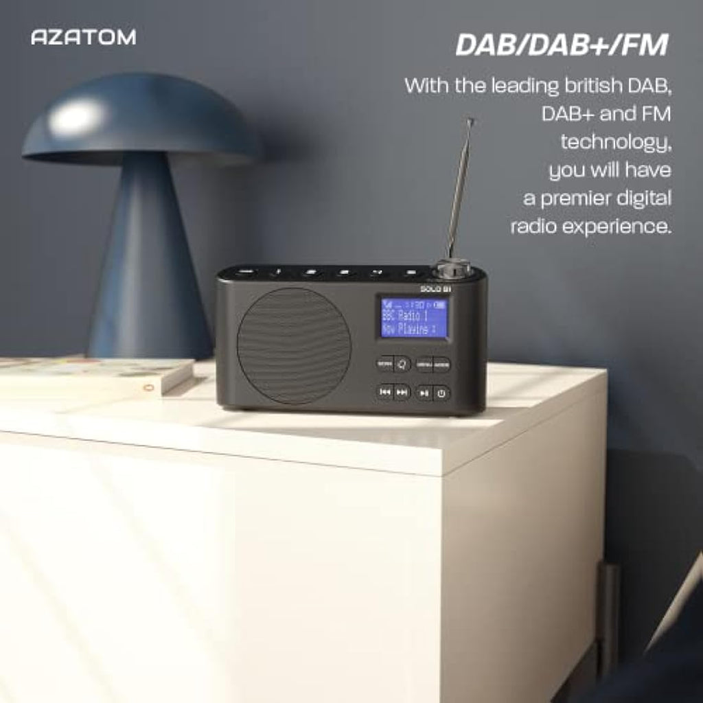 Azatom Solo B1 Portable DAB/DAB+ & FM Digital Radio with Bluetooth - Black