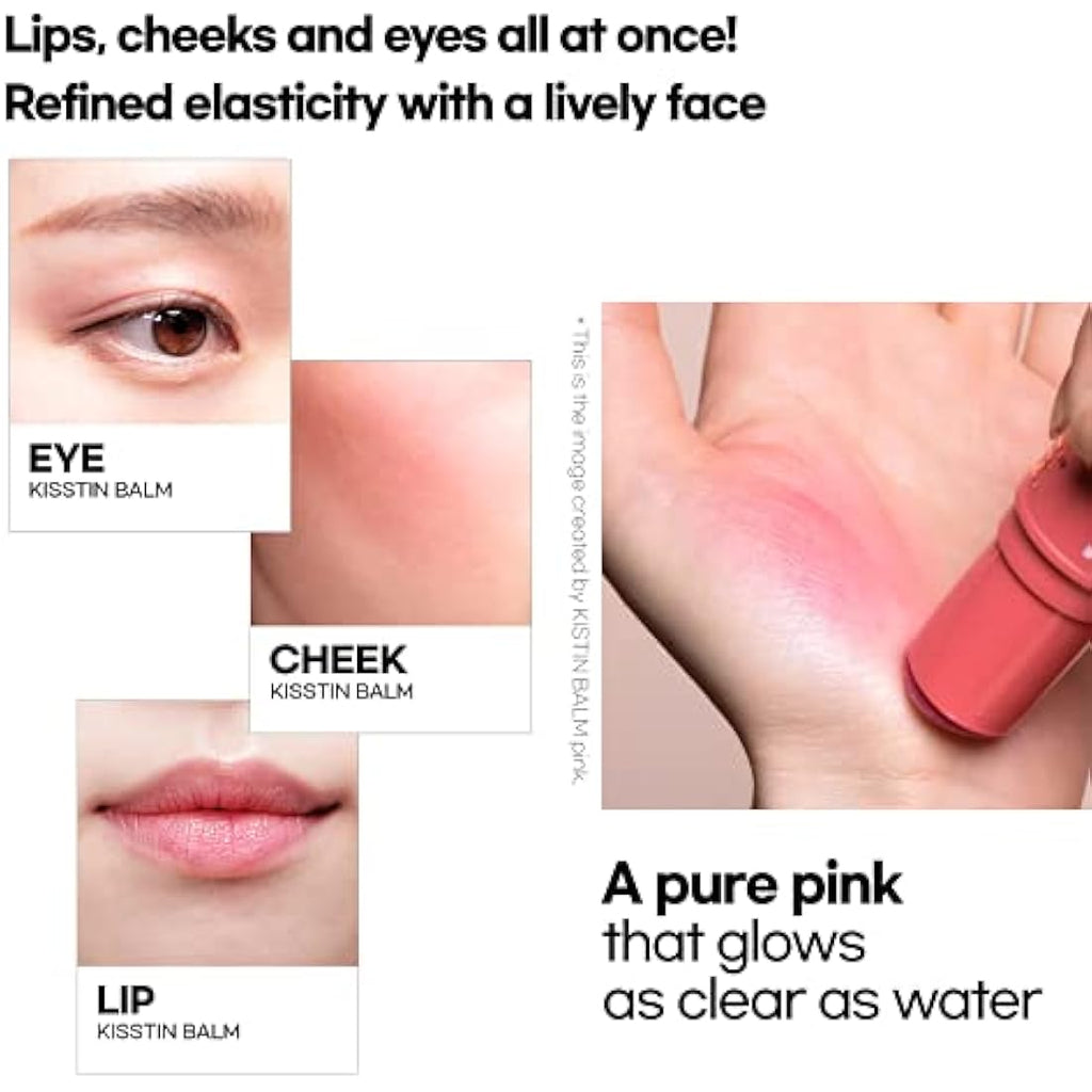 Kahi Kisstin Balm - Tinted Pink Lip Stick for Women, 0.31 oz Glossy