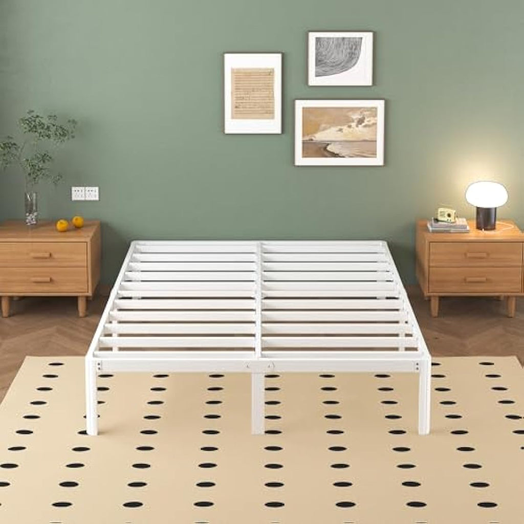 Small Double Metal Bed Frame – 4ft Heavy Duty White