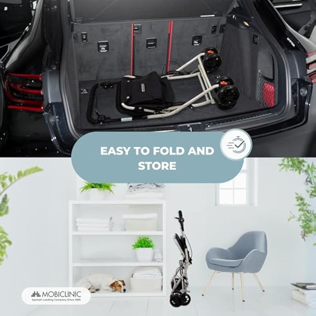 Mobiclinic Coliseo Shopping Trolley with Seat – Foldable 21L Rollator