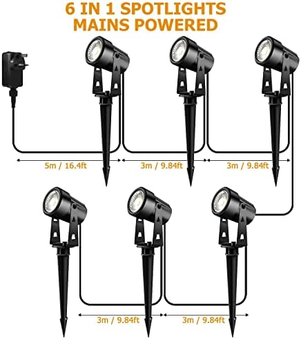Totofac 12V LED Garden Spike Lights - 6-Pack IP65 Waterproof Pathway Lights