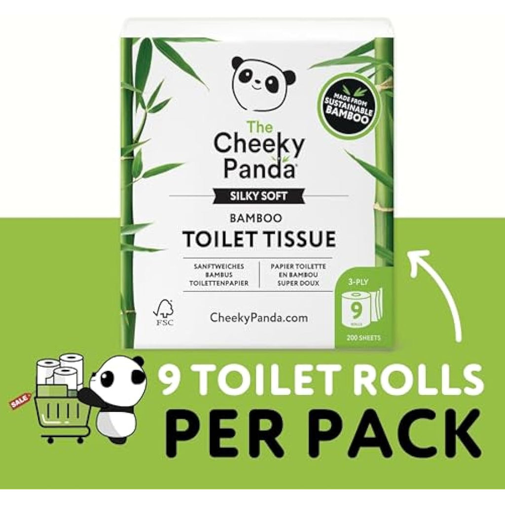 The Cheeky Panda Bamboo Toilet Paper – 9 Rolls | Plastic Free & Sustainable