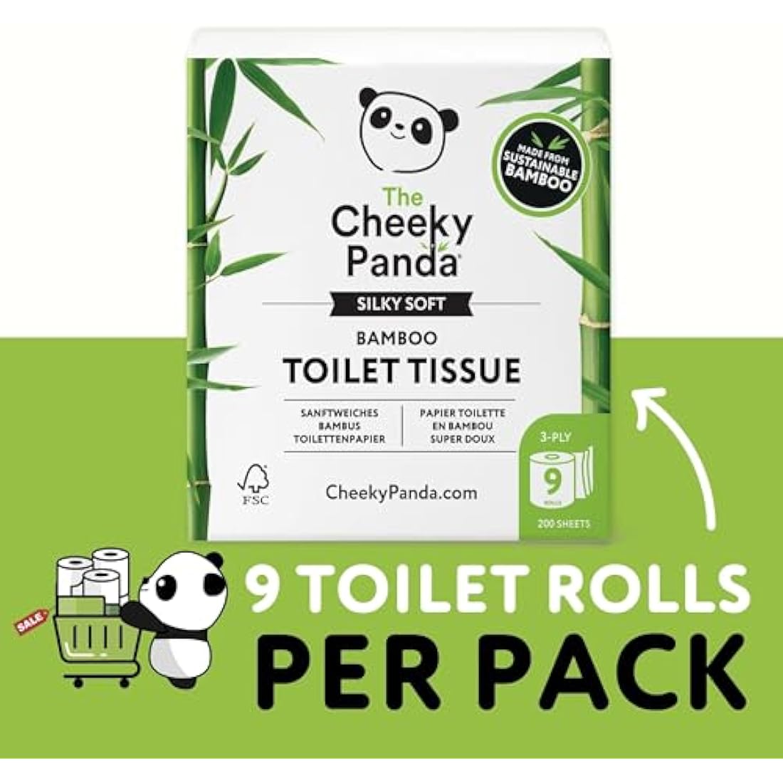 The Cheeky Panda Bamboo Toilet Paper – 9 Rolls | Plastic Free & Sustainable