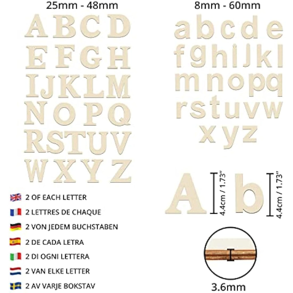 Jolof Store 124pc Unfinished Wooden Letters & Numbers for DIY Crafts