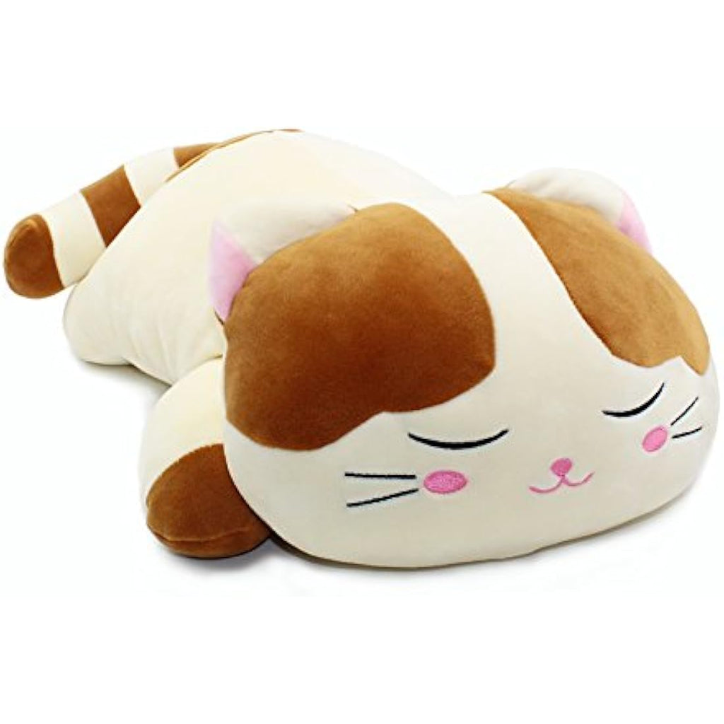 Vintoys Brown Sleeping Cat Hugging Pillow - 23.5" Soft Plush Stuffed Animal