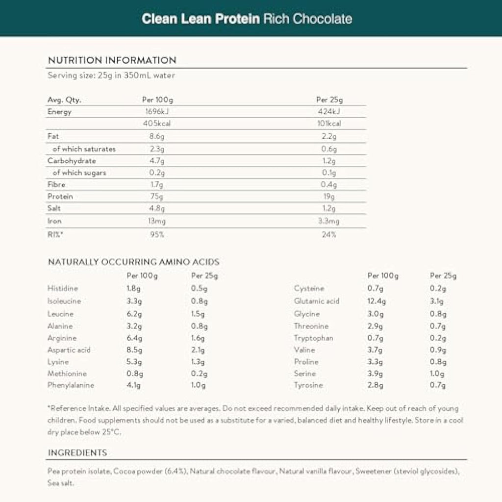 Nuzest Clean Lean Protein - Rich Chocolate Vegan Pea Protein - 500g