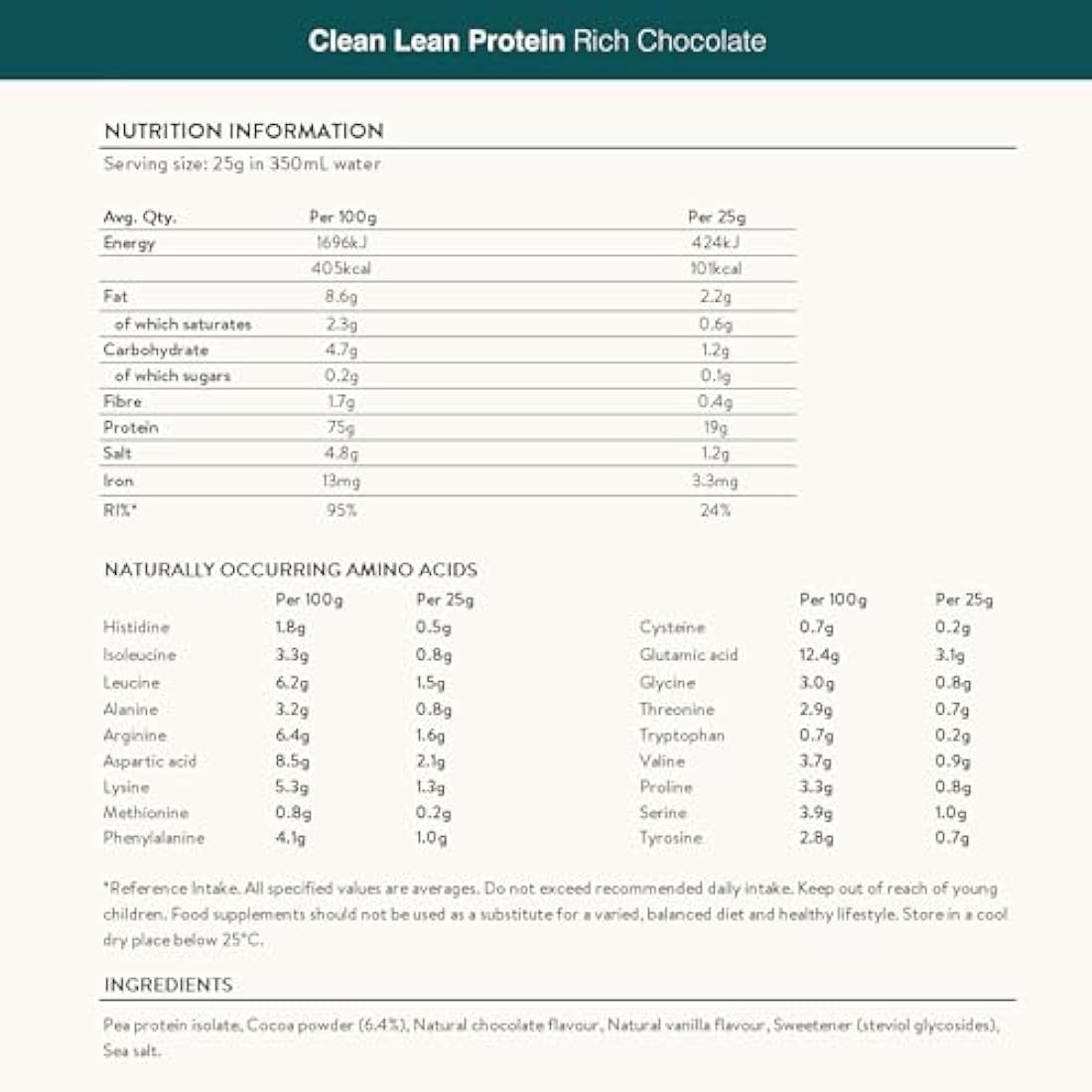 Nuzest Clean Lean Protein - Rich Chocolate Vegan Pea Protein - 500g