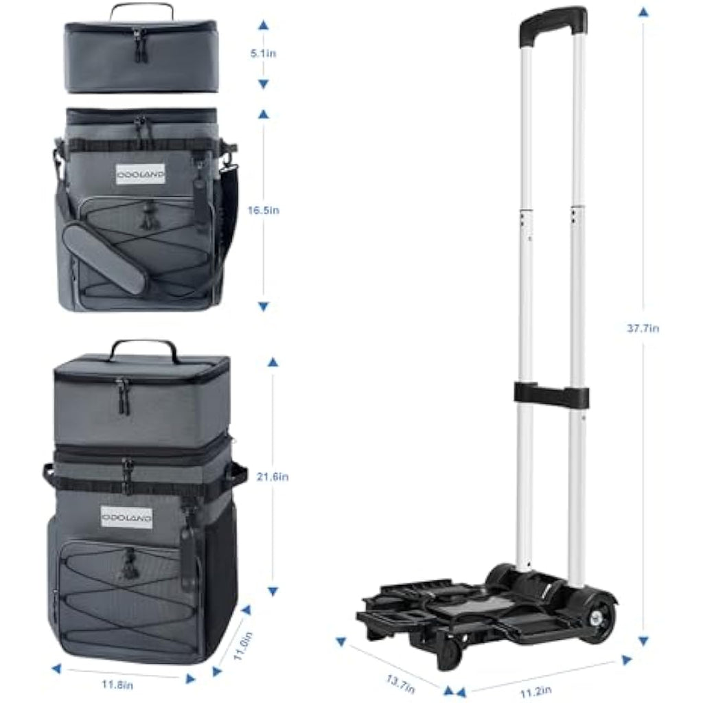 Odoland Rolling Cooler with Wheels | 72-Can Insulated Leakproof Trolley Bag