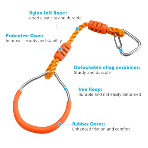 PELLOR Kids Monkey Bars & Gymnastic Rings – Backyard Ninja Training Set