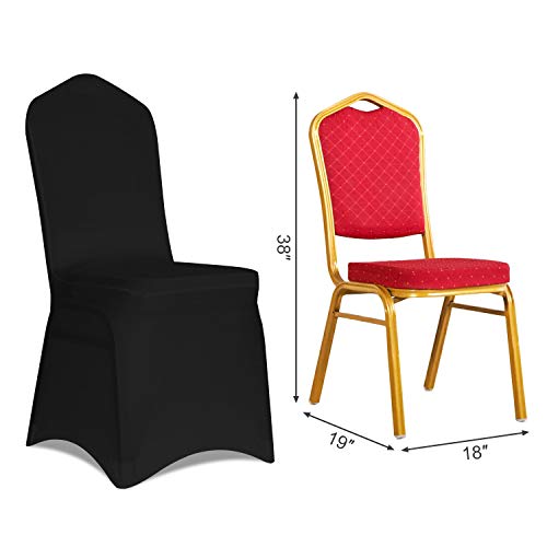 Kapwall 12-Pack Black Spandex Chair Covers for Wedding and Banquet