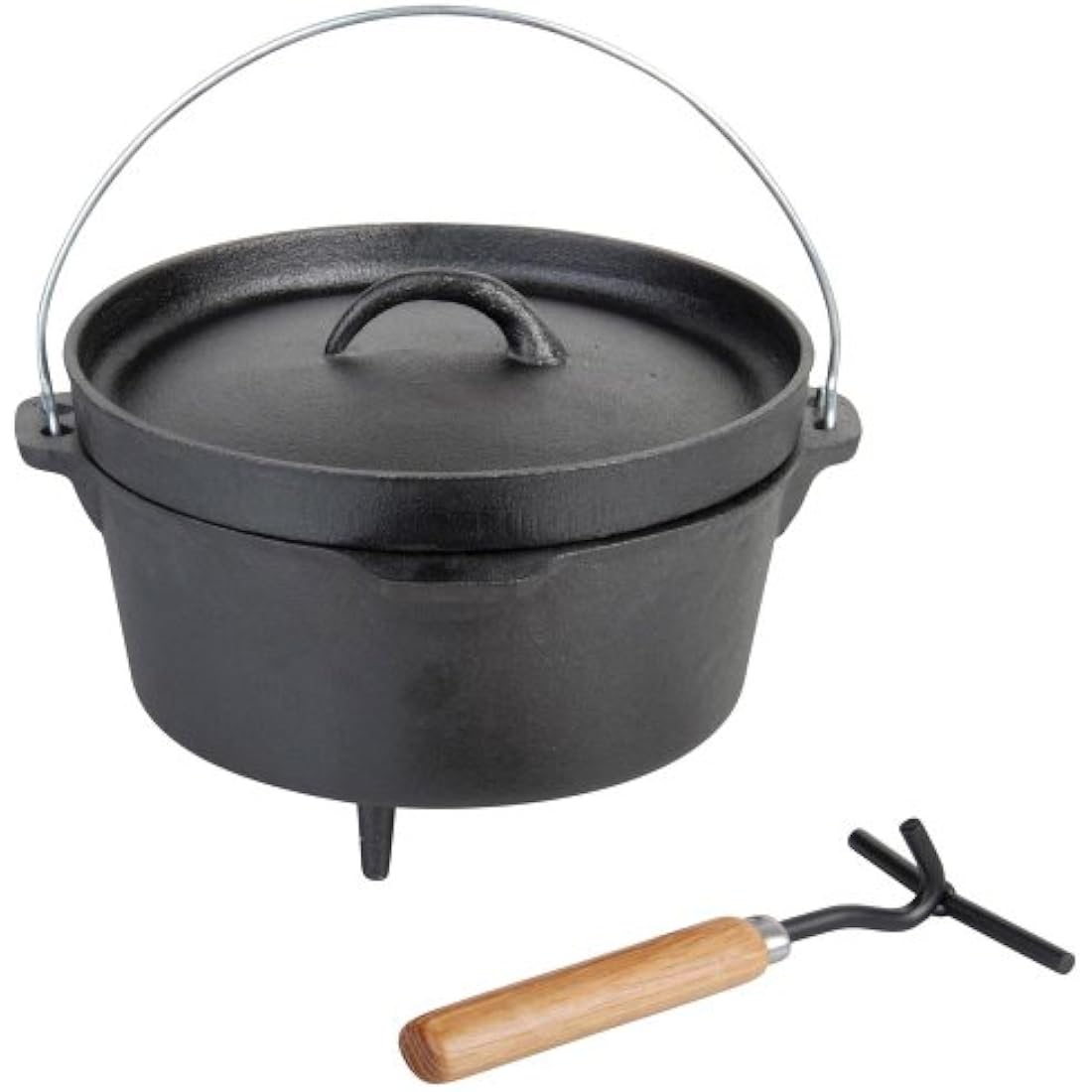 Fallen Fruits FF117 Cast Iron Dutch Oven for Outdoor Cooking, Black