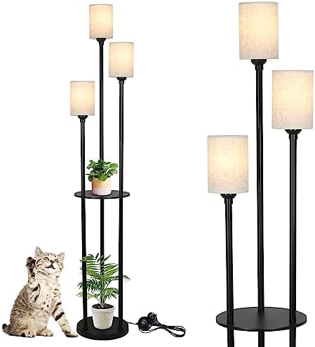 Rayofly 3-Light Shelf Floor Lamp – Industrial Standing Lamp with Shelves