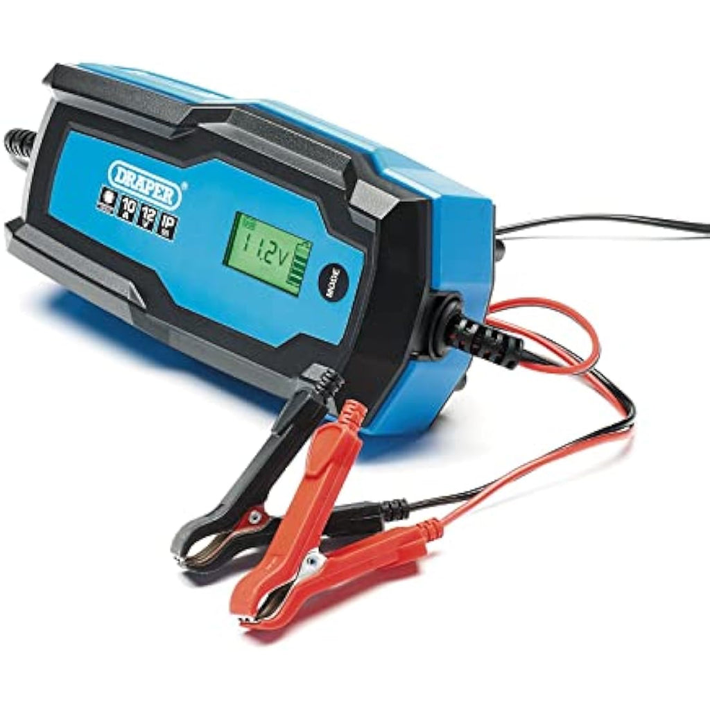 Draper 10A Smart Battery Charger & Maintainer for 12V/6V Lead-Acid