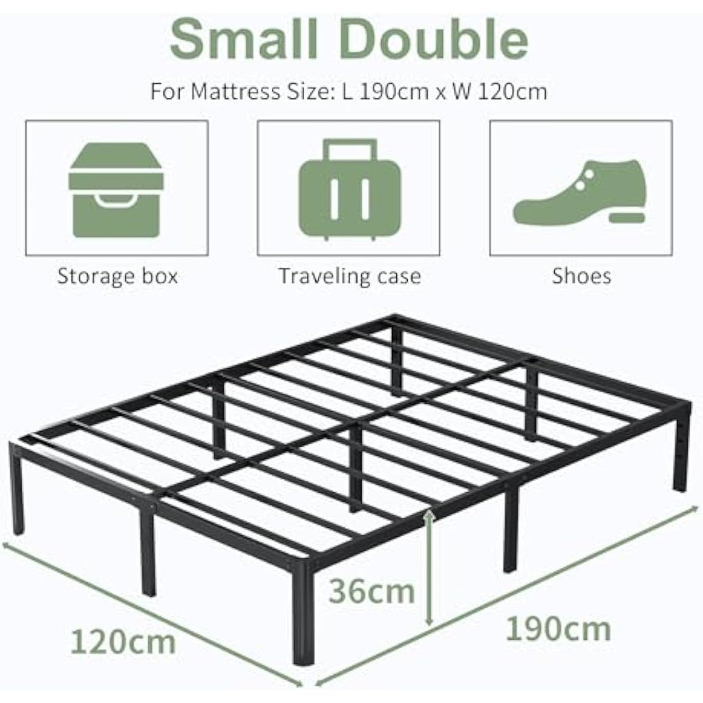 Lutown Small Double 4ft Metal Bed Frame – Heavy Duty & Noise Free