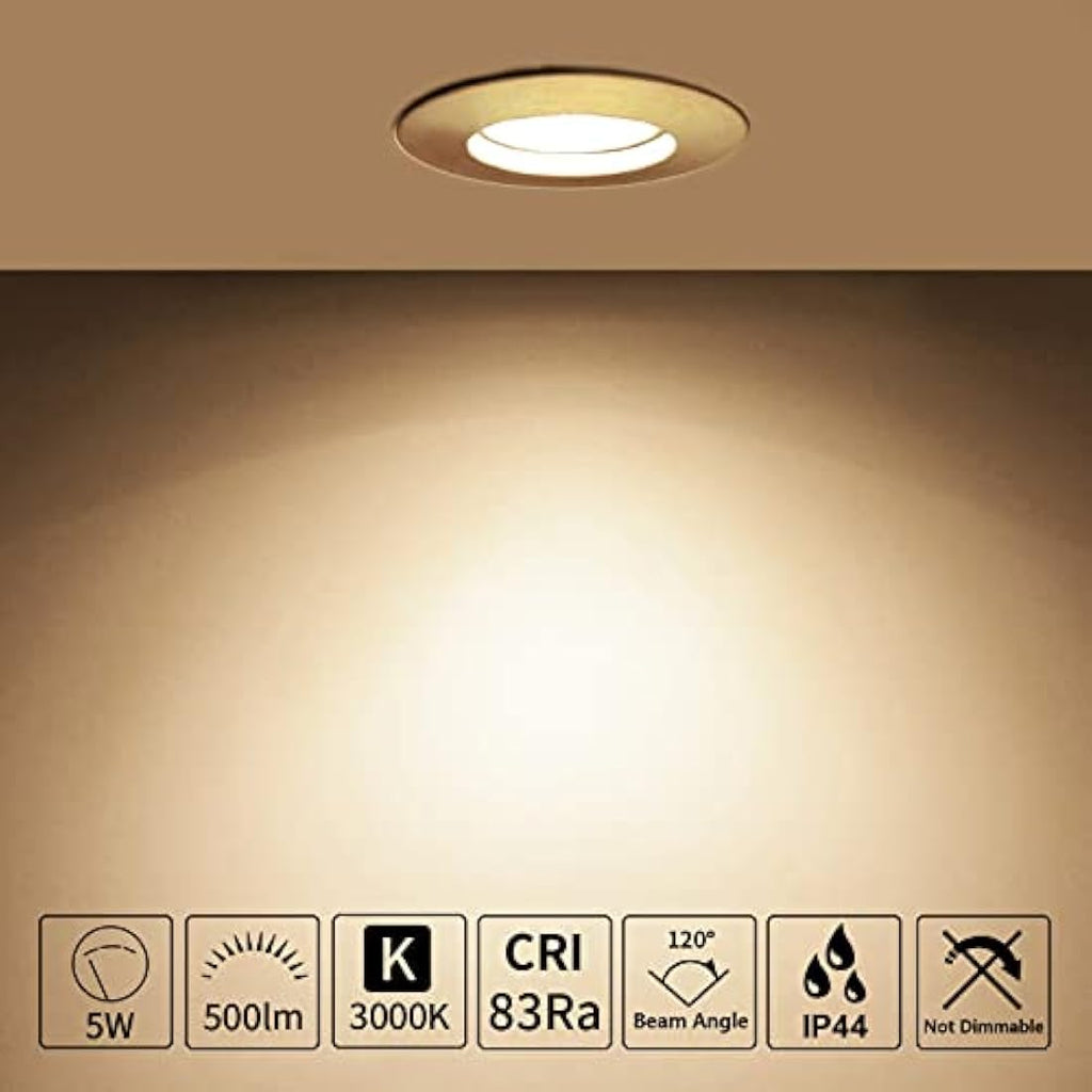 HiBay 6-Pack 5W Ultra Slim IP44 Recessed LED Downlights | Chrome Warm White