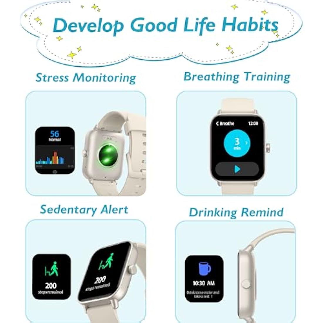 KALINCO Kids Smart Watch | IP68 Waterproof Fitness Tracker with 100 Sports
