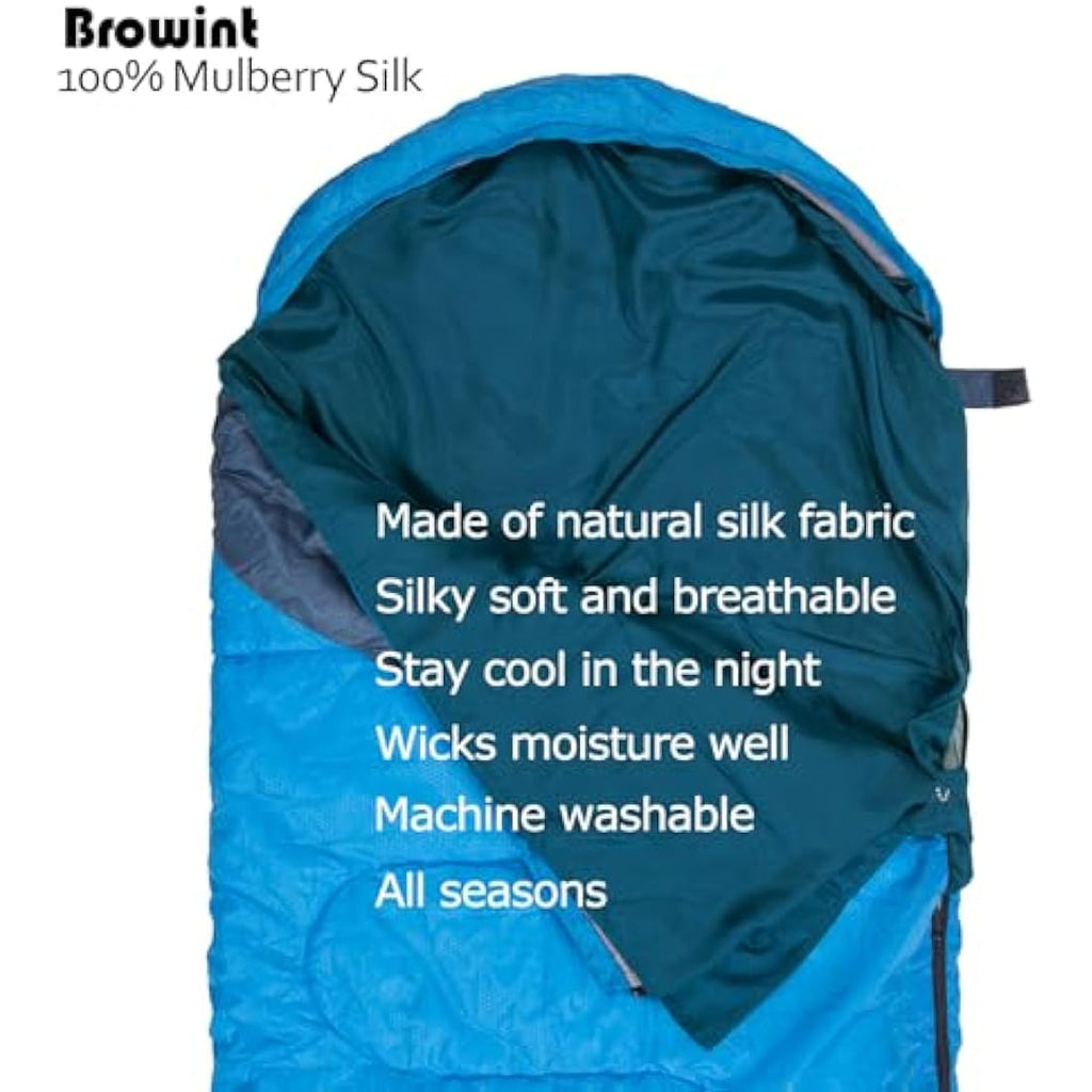 BROWINT Mulberry Silk Sleeping Bag Liner | Extra Wide Travel Sheet