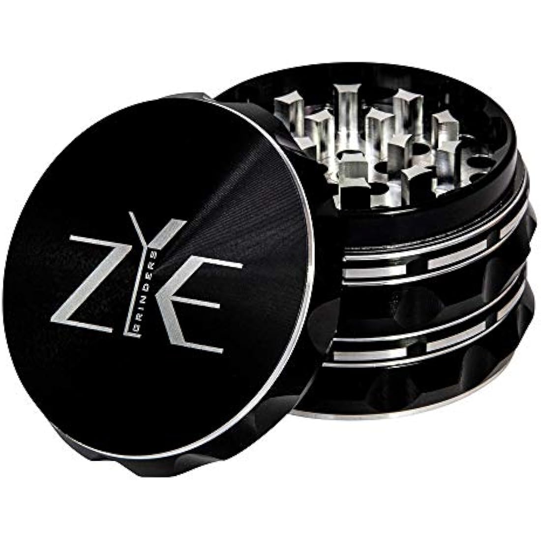 ZYE 4-Piece Herb Grinder – 2.5" Anodized Aluminium with Storage – Black