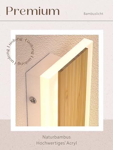 LUOLONG Bamboo LED Wall Light – 80cm Modern Wood Sconce 3000K 25W