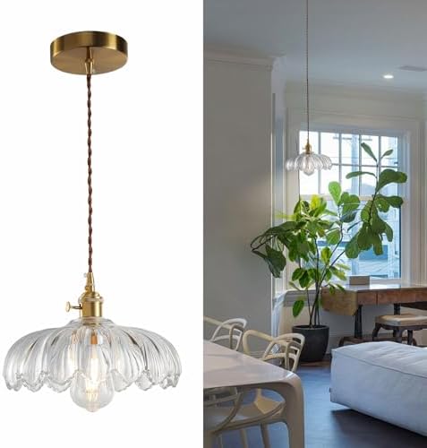 Jolof Store Vintage Glass Flower Pendant Light – Adjustable Hanging Lamp