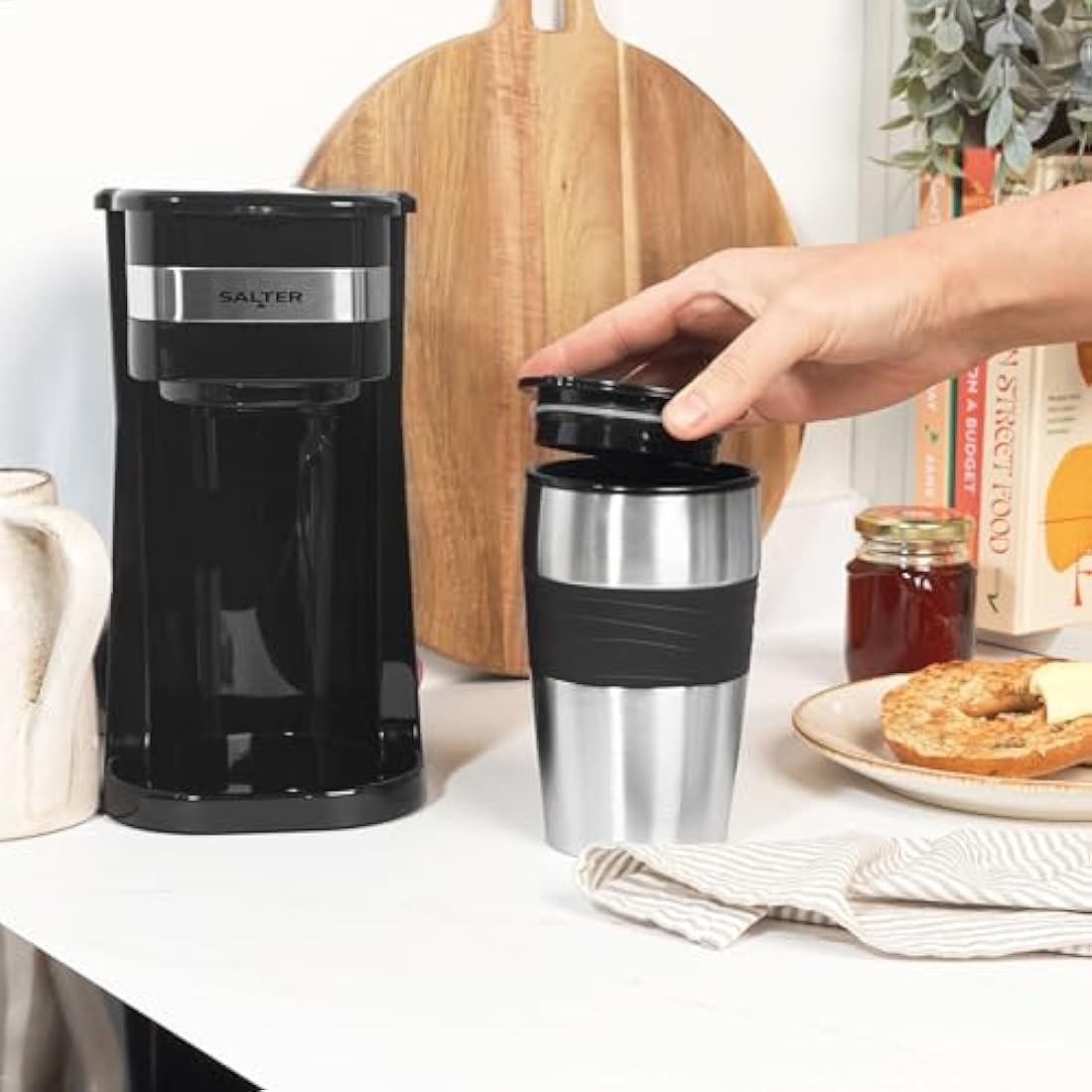 Salter One Cup Coffee Maker – Filter Machine with 420ml Travel Mug