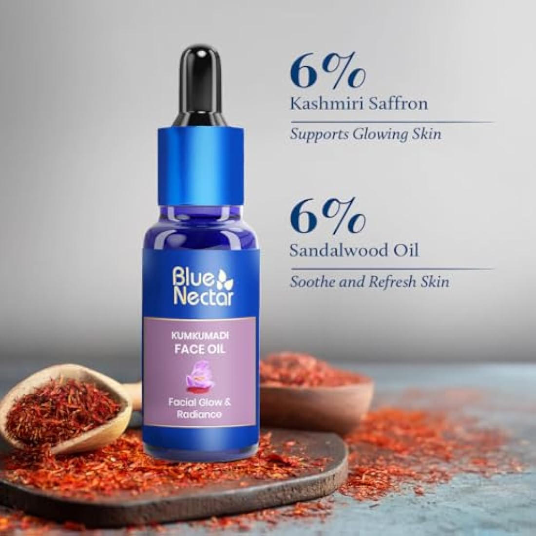 Blue Nectar Kumkumadi Tailam Saffron Face Oil - Anti-Aging Serum (30ml)
