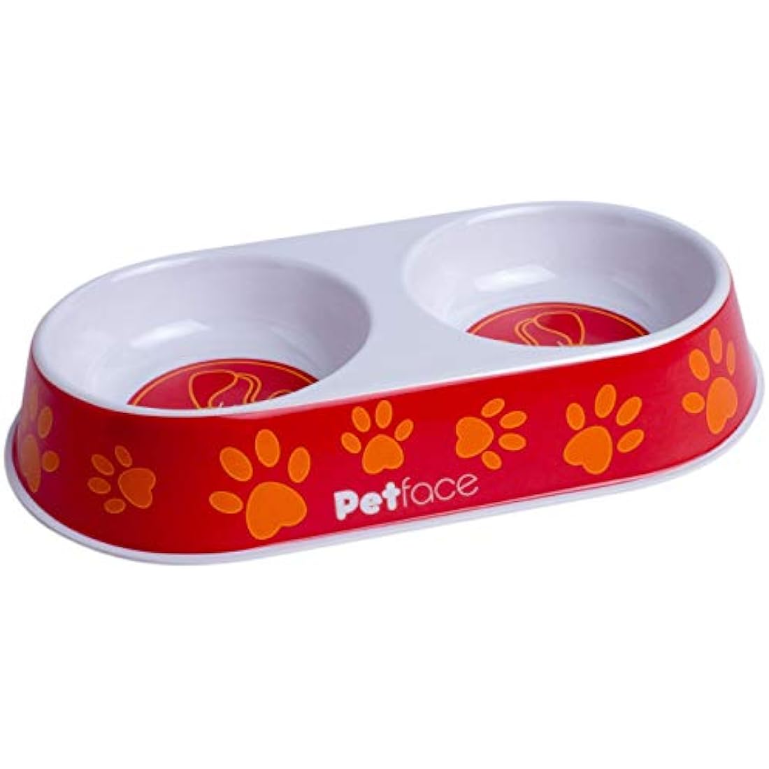 Petface Melamine Double Cat Food and Water Bowl | Orange & Red