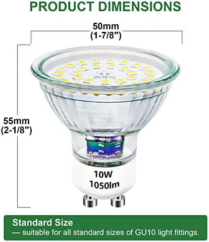 Unikcst GU10 LED Bulbs Dimmable 10W Cool White 6000K Spotlight | 10 Pack