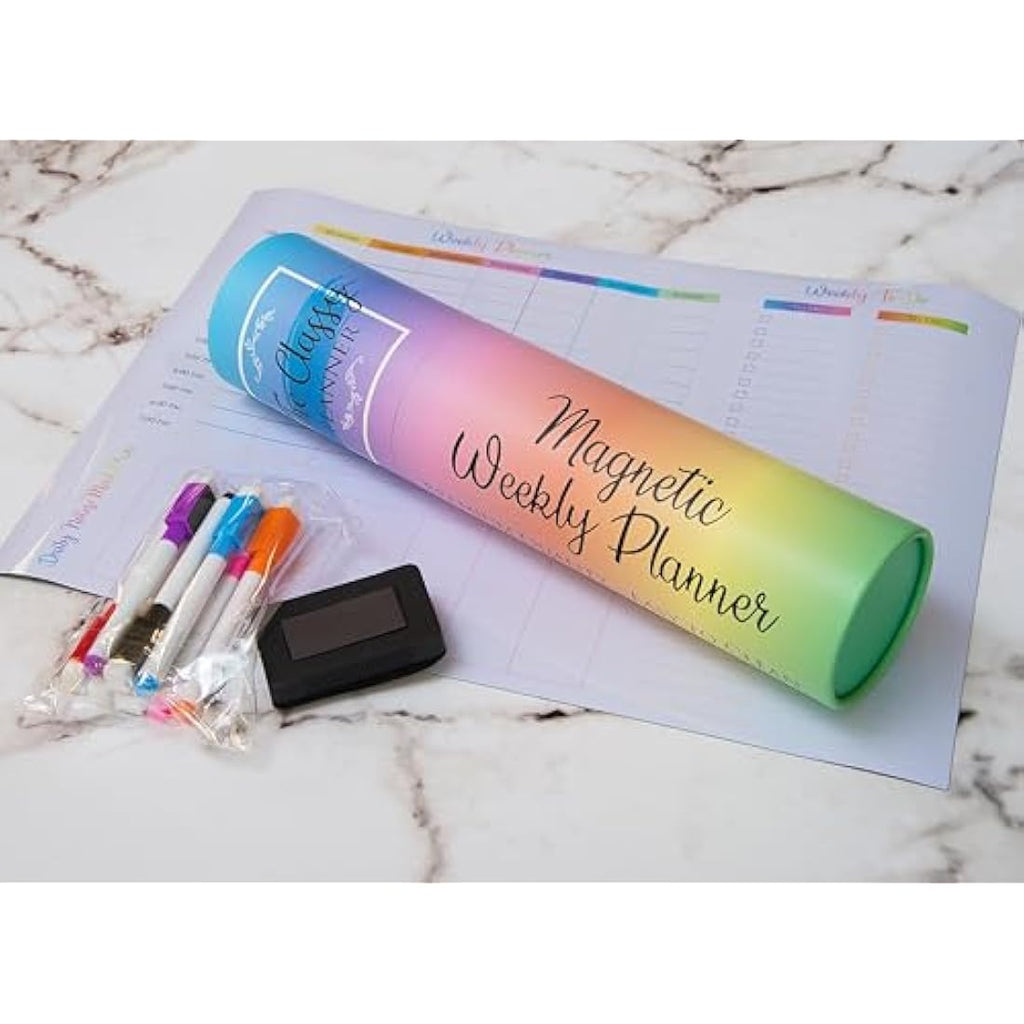 Magnetic Weekly Whiteboard Fridge Planner with 8 Markers