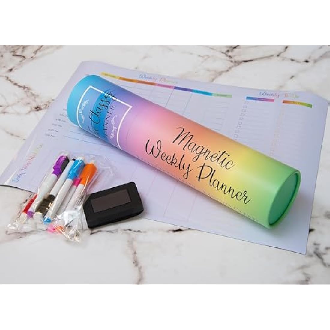 Magnetic Weekly Whiteboard Fridge Planner with 8 Markers