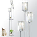 Rayofly 3-Light Crystal Floor Lamp with Shelves | Modern Chrome Standing Lamp