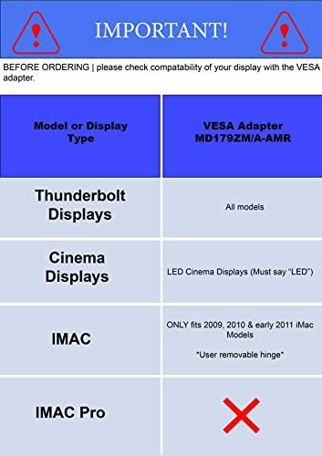 Amer Mounts VESA Adapter Kit for iMac and Apple Thunderbolt Display