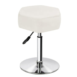 FURWOO Hexagon Beauty Stool with Velvet Cushion Height Adjustable Makeup Stool for Dressing Table SmallWhite - image 1