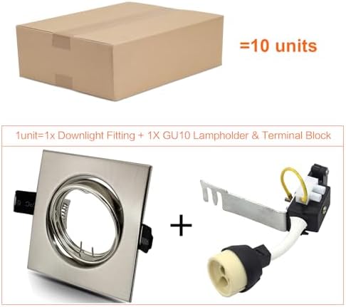HiBay 10-Pack GU10 Recessed Downlights | Square Brushed Chrome Spotlights