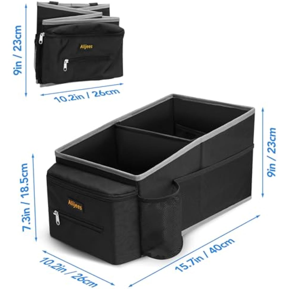 Alijees Car Seat Organiser – 600D Oxford Storage Caddy with Cup Holders