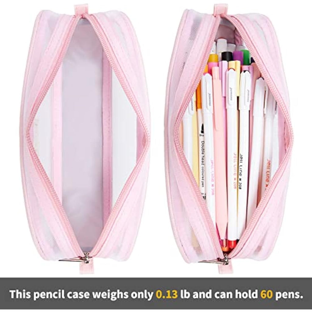KALIDI Clear Mesh Pencil Case – Large Capacity Stationery Pouch