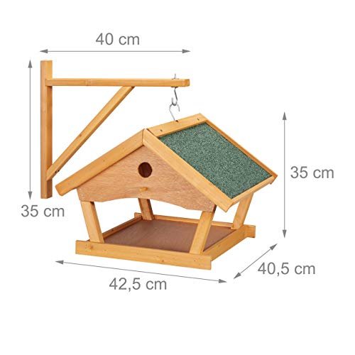 Relaxdays Wall Mounted Wooden Bird House - Outdoor Wild Bird Feeder