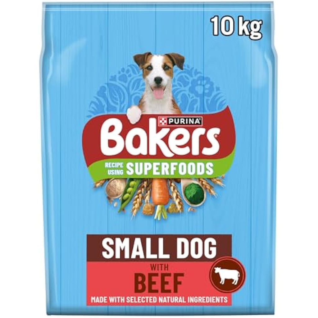Bakers Small Dog Dry Dog Food – Beef & Vegetable Kibble, 10kg Bag