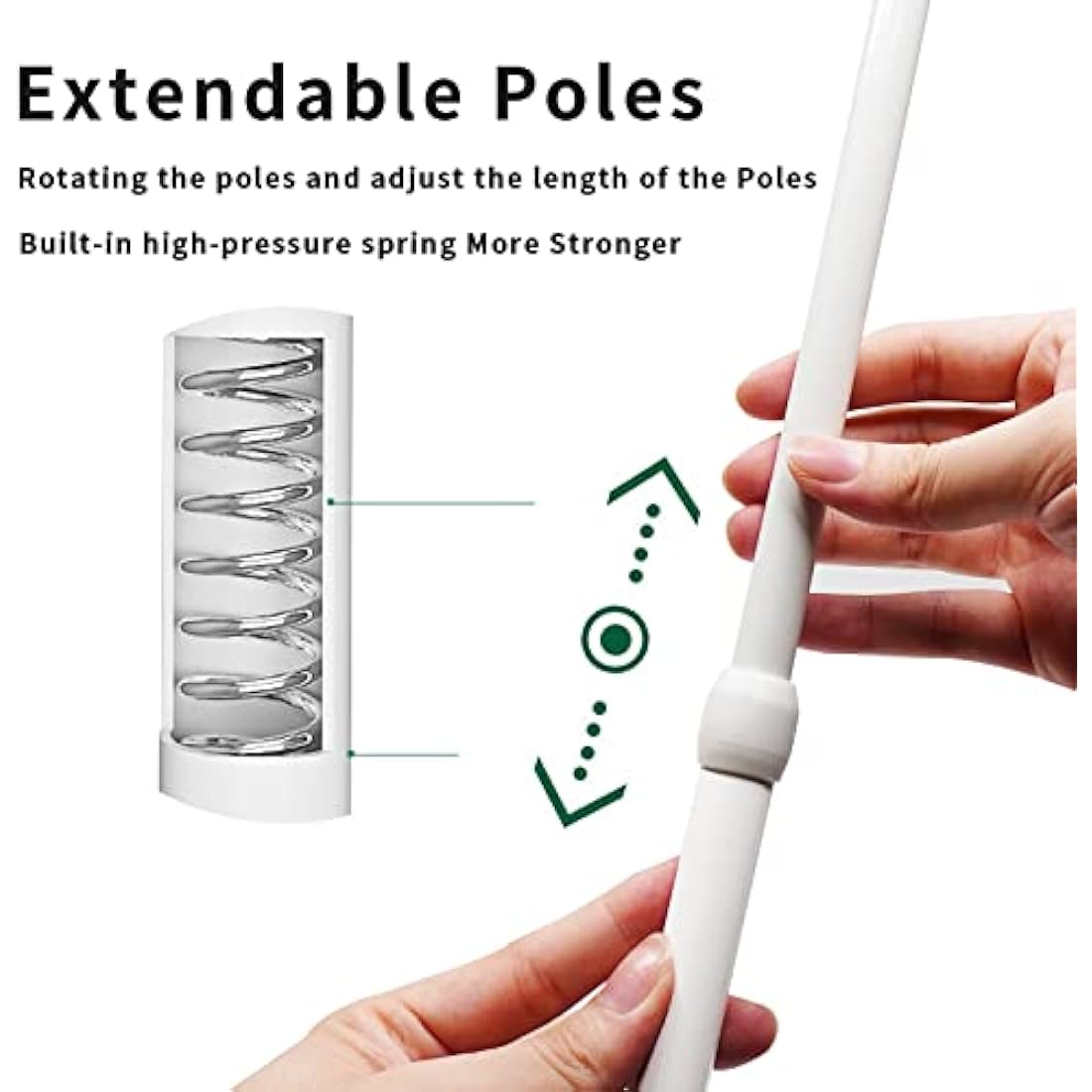 No-Drill Extendable Tension Curtain Rods, 105-190cm, 2 Pack