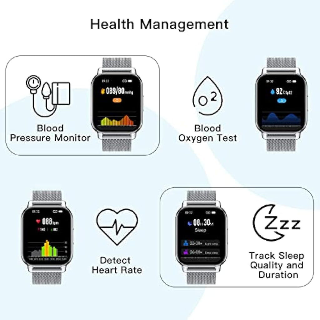 Popglory Smart Watch - 1.85" Fitness Tracker with Bluetooth Calling