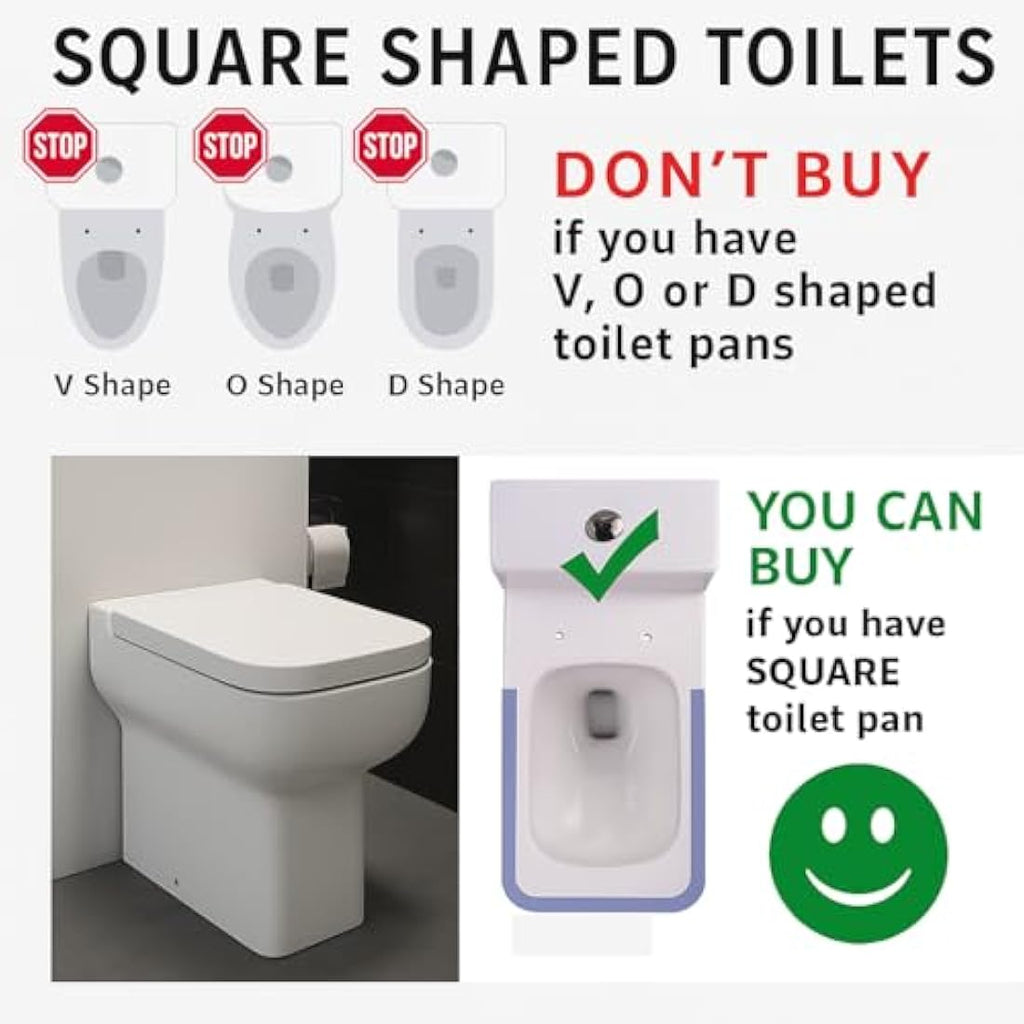 Mass Dynamic Square Toilet Seat – Soft Close & Quick Release, White