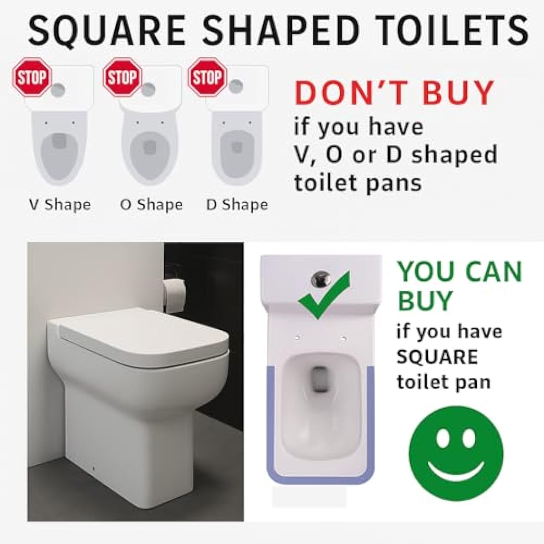 Mass Dynamic Square Toilet Seat – Soft Close & Quick Release, White