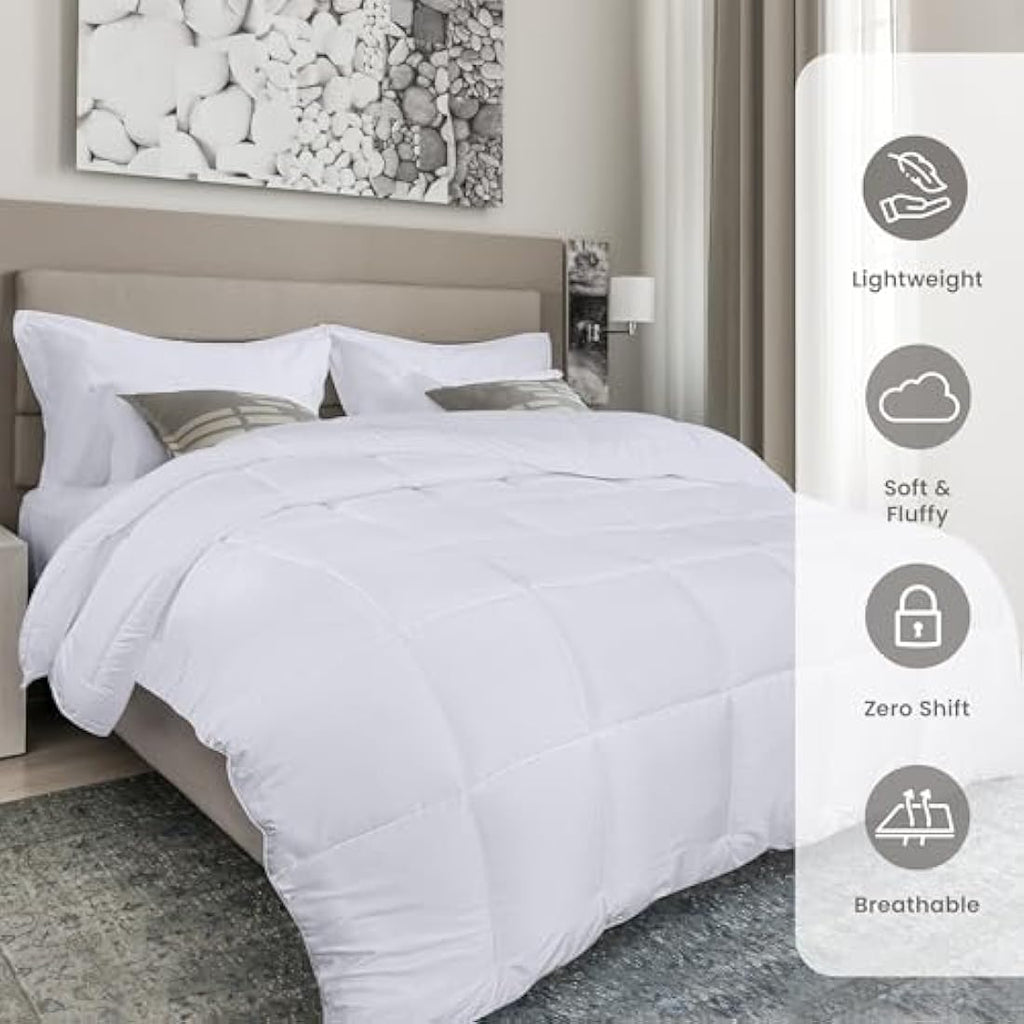 Utopia Bedding 4.5 Tog Single Duvet – White Microfiber Box Stitched Quilt
