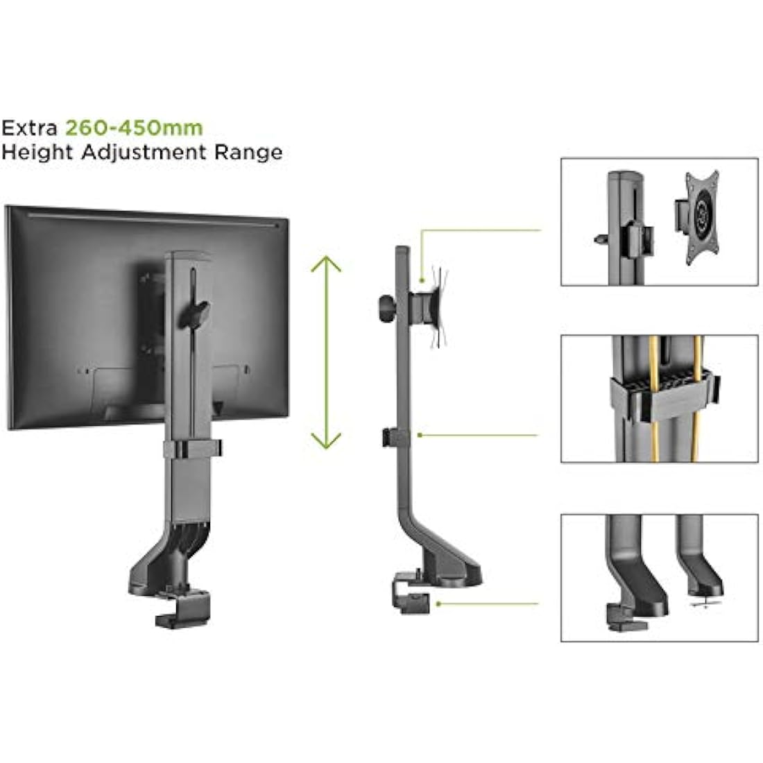 Jolof Store LCD Monitor Mount – Slim Sit-Stand Arm with Cable Management