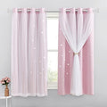 NICETOWN Star Cut Out Blackout Curtains | Pink Thermal 2-Panel Set, 52x63