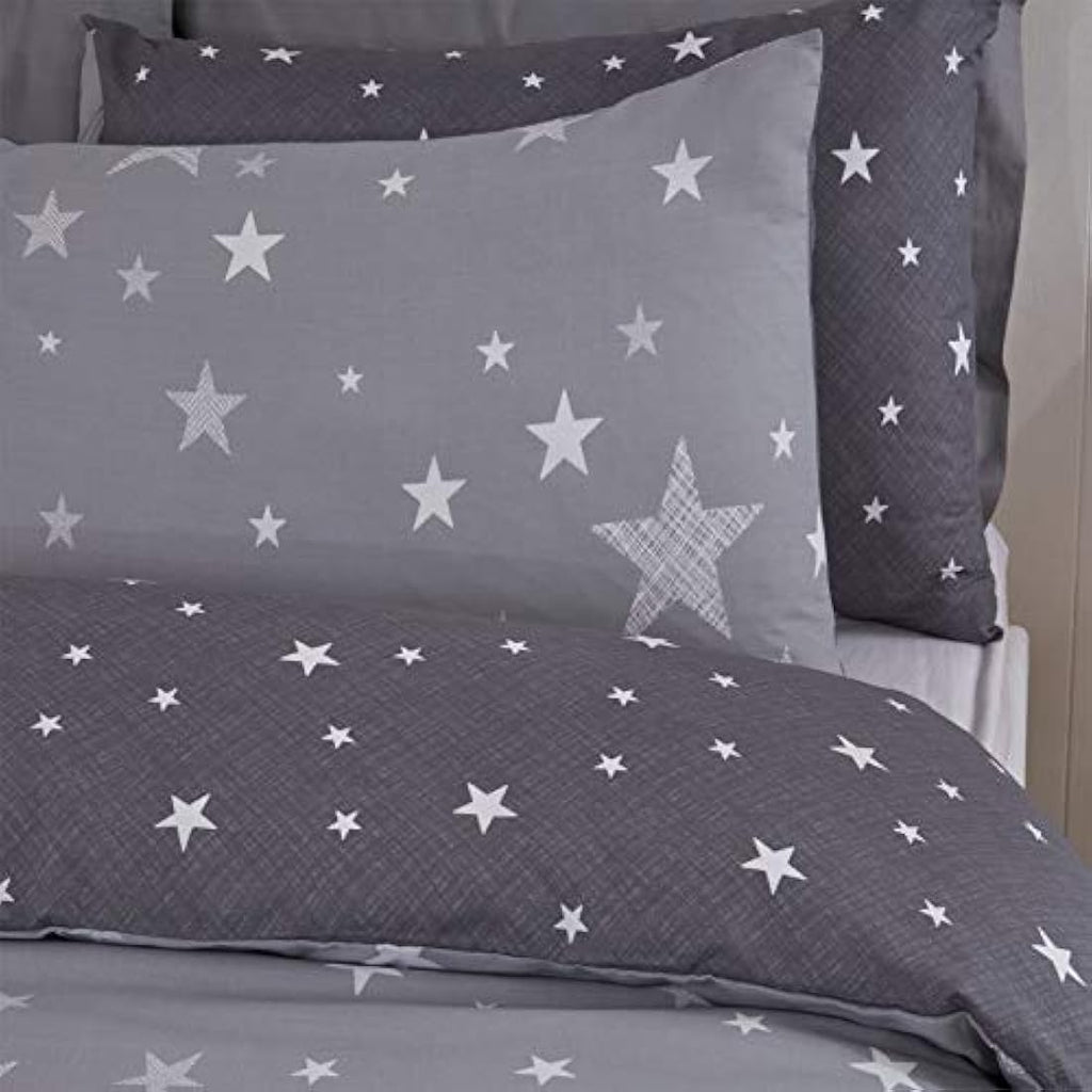 Galaxy Stars Kids Reversible Duvet Cover Set – Charcoal Single
