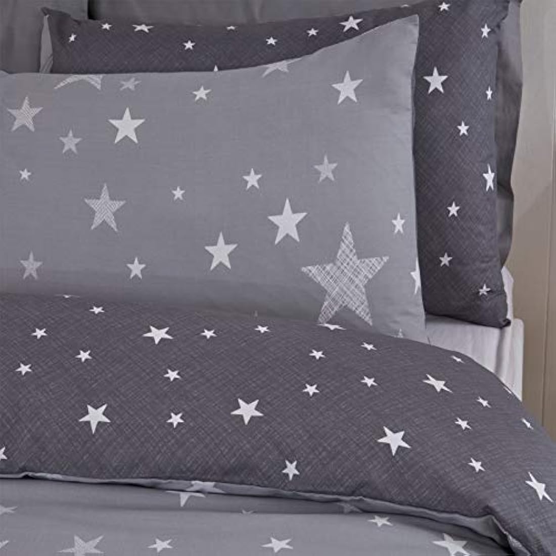 Galaxy Stars Kids Reversible Duvet Cover Set – Charcoal Single