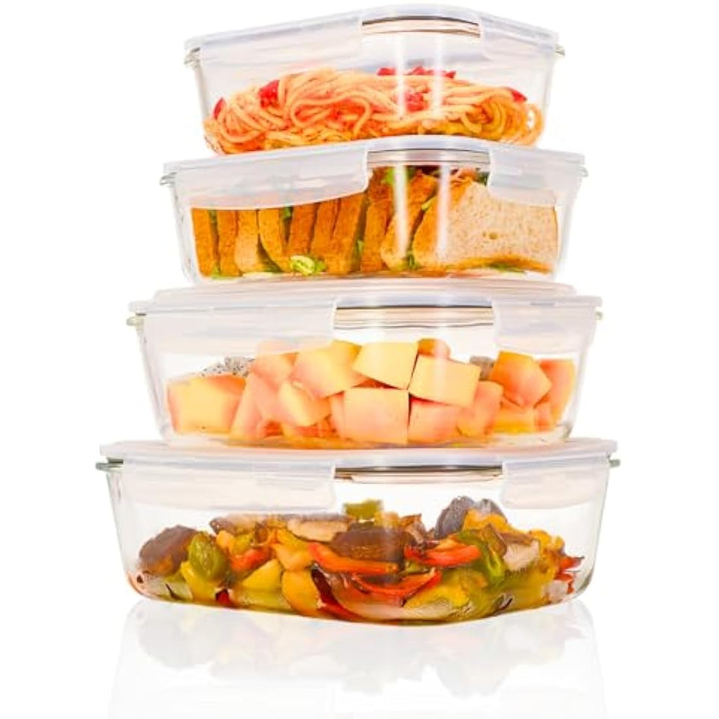 Glass Food Storage Containers - 4-Pack Large Meal Prep Set